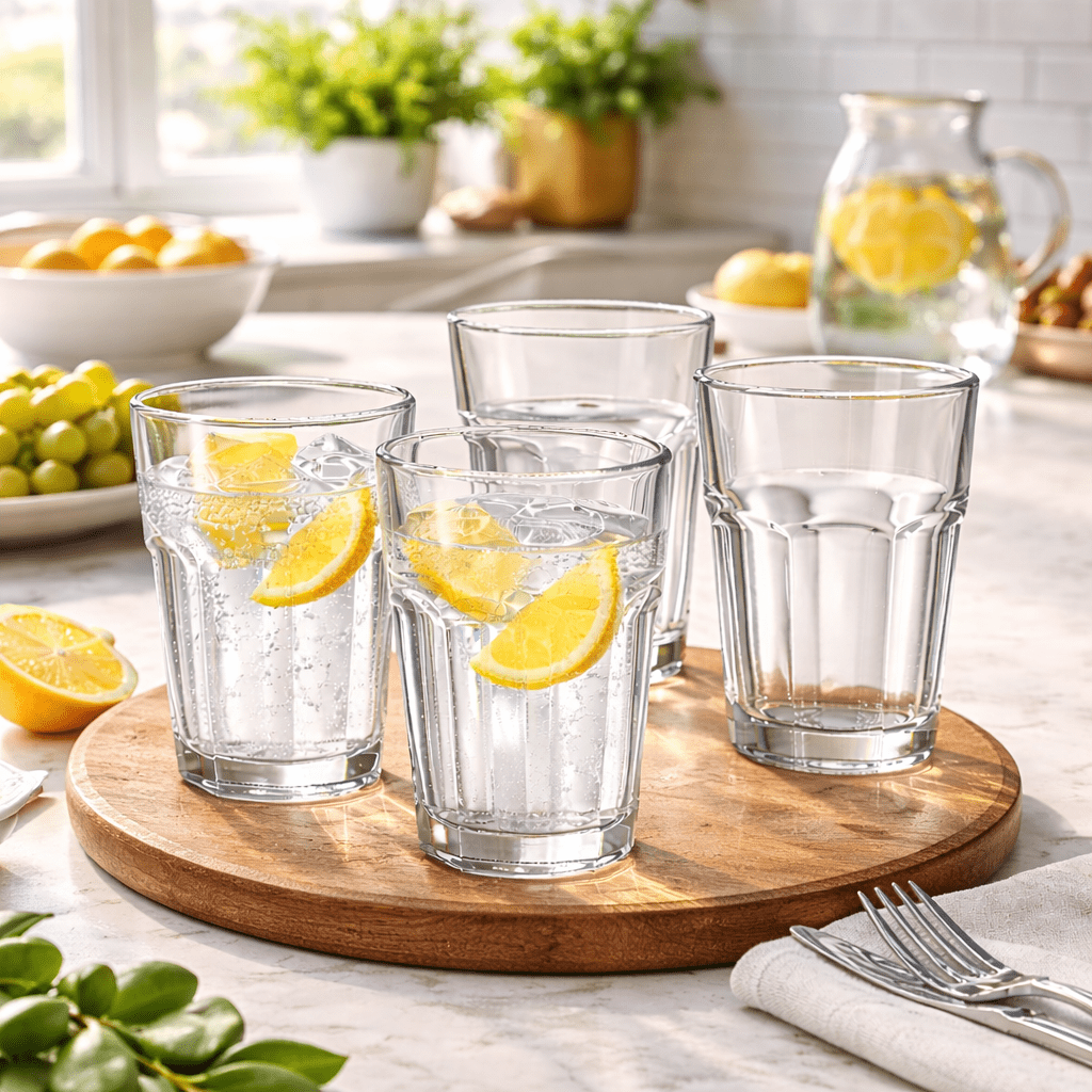French Bistro Tempered Water Glass (All - Purpose Drinking Tumbler), 4 - Piece Set (Gift Box Collection) - HISTORY COMPANY