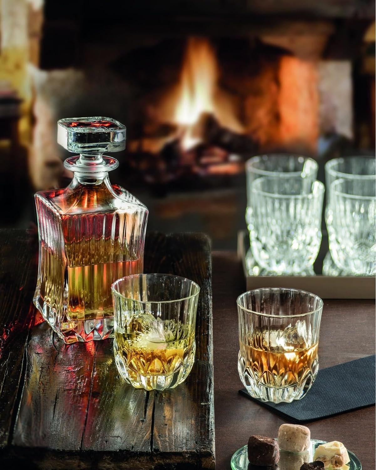 HISTORY COMPANY - Italian Crystal Double Rocks Glasses, a 2-piece set handcrafted in Tuscany for whiskey and classic cocktails.