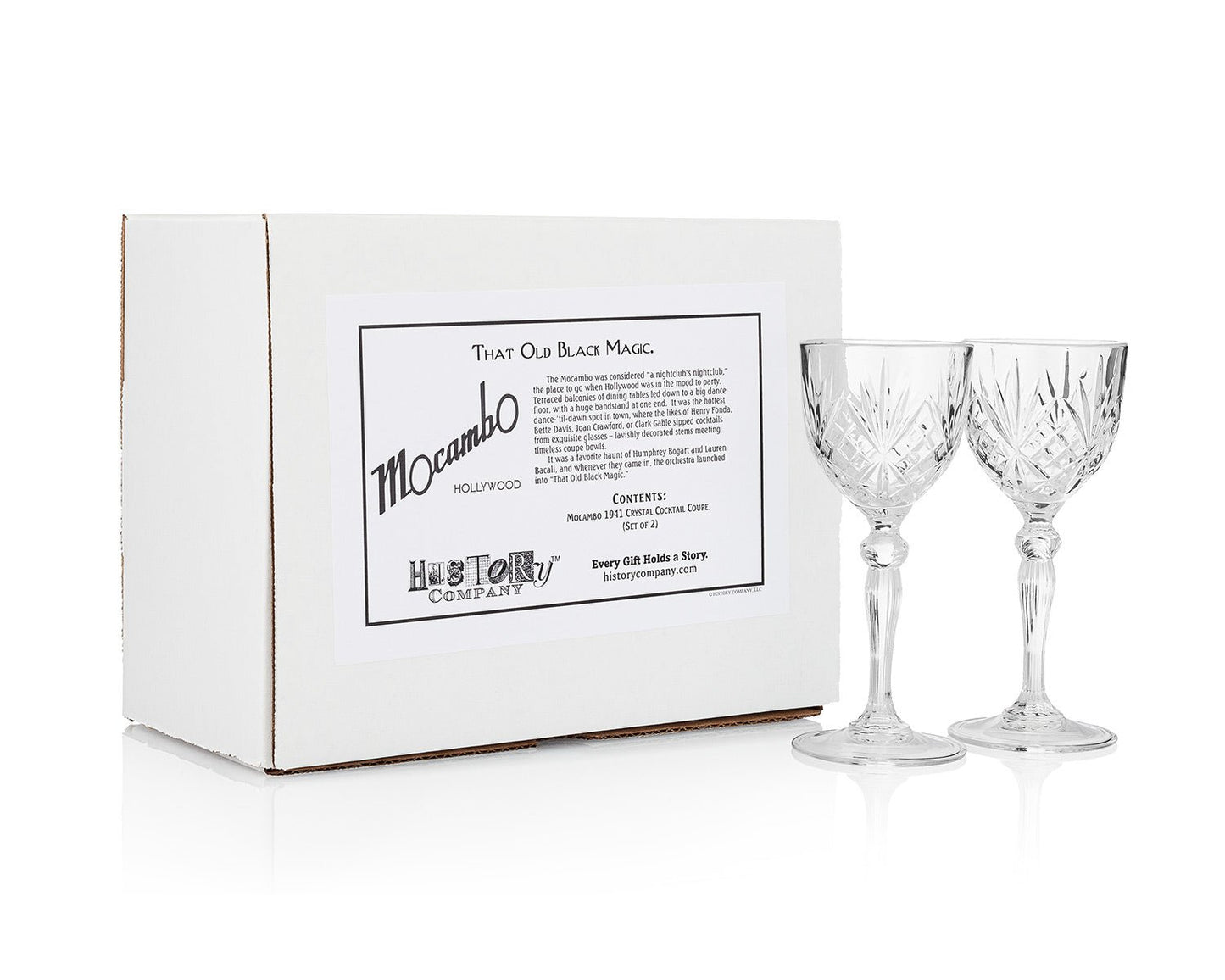 Mocambo 1941 Crystal Cocktail Glass - Nick & Nora - Style 2 - Piece Set (Gift Box Collection) - HISTORY COMPANY