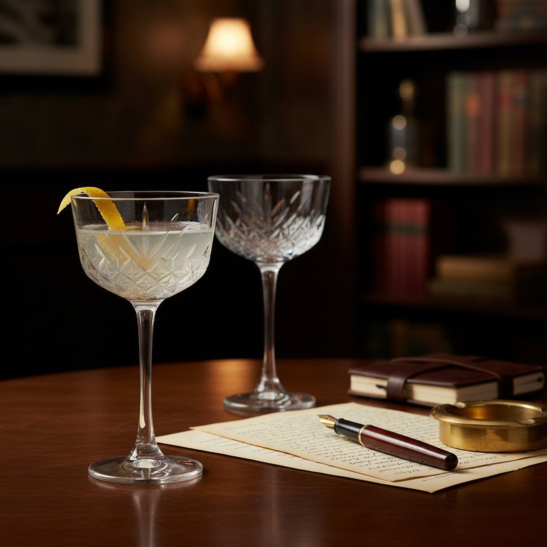 Nick & Nora Cocktail Glass Set 1930s New York Speakeasy Coupettes for Craft Cocktails Vintage-Inspired 2-Piece Barware (Gift Box Collection)