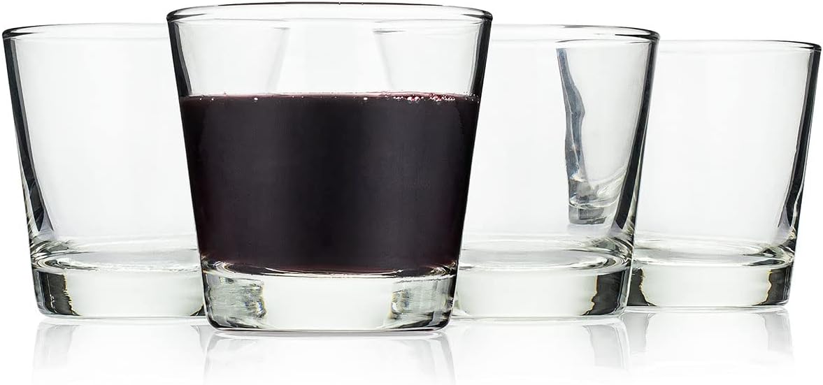 Ombra di Vino Italian Stemless Wine Glasses, 4-Piece Set for Red or White Wines (Gift Box Collection)