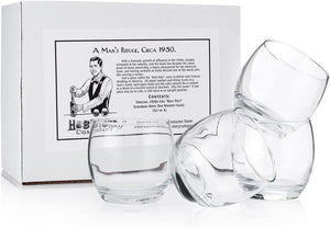 Original 1950s-Era “Roly Poly” Suburban Home Bar Whiskey Glass, 4.-Piece Set