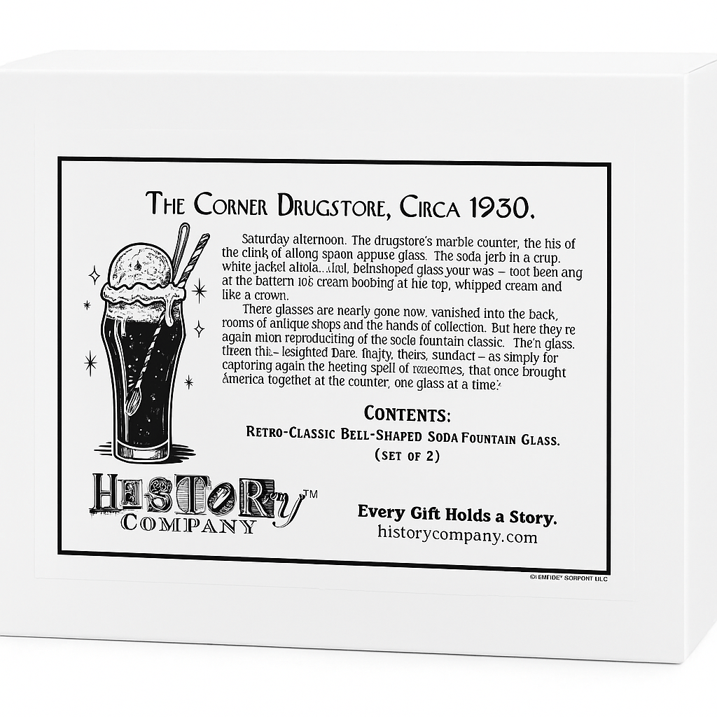 Retro - Classic Bell - Shaped Soda Fountain Glass - 16 - Ounces – Set of 2 (Gift Box Collection) - HISTORY COMPANY
