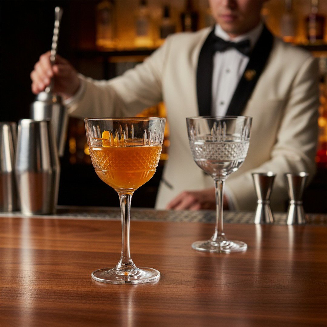 1930s - Era Chrysler Building Cloud Club – Deco Cocktail Glass, 2 - Piece Set (Gift Box Collection) - HISTORY COMPANY