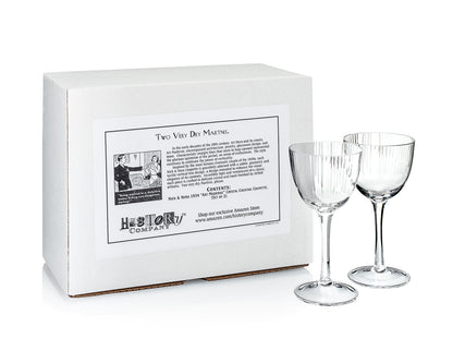 1934 Nick & Nora Crystal Cocktail Coupette 2 - Piece "Art Moderne Style" Cocktail Glass (Gift Box Collection) - HISTORY COMPANY
