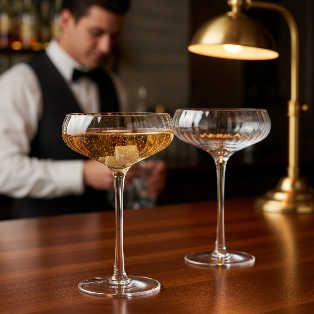 1940 El Morocco Crystal Cocktail Coupe - Inspired by the Legendary Nightclub, 2 - Piece Set (Gift Box Collection) - HISTORY COMPANY