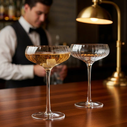 1940 El Morocco Crystal Cocktail Coupe - Inspired by the Legendary Nightclub, 2 - Piece Set (Gift Box Collection) - HISTORY COMPANY