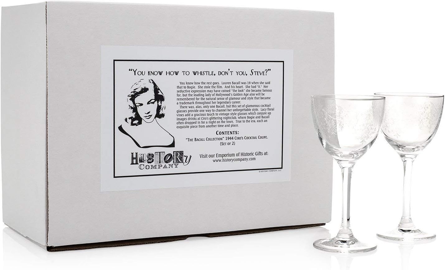 1944 Bacall Cocktail Coupette - "Inspired by Ciro’s Nightclub" 2 - Piece Set (Gift Box Collection) - HISTORY COMPANY