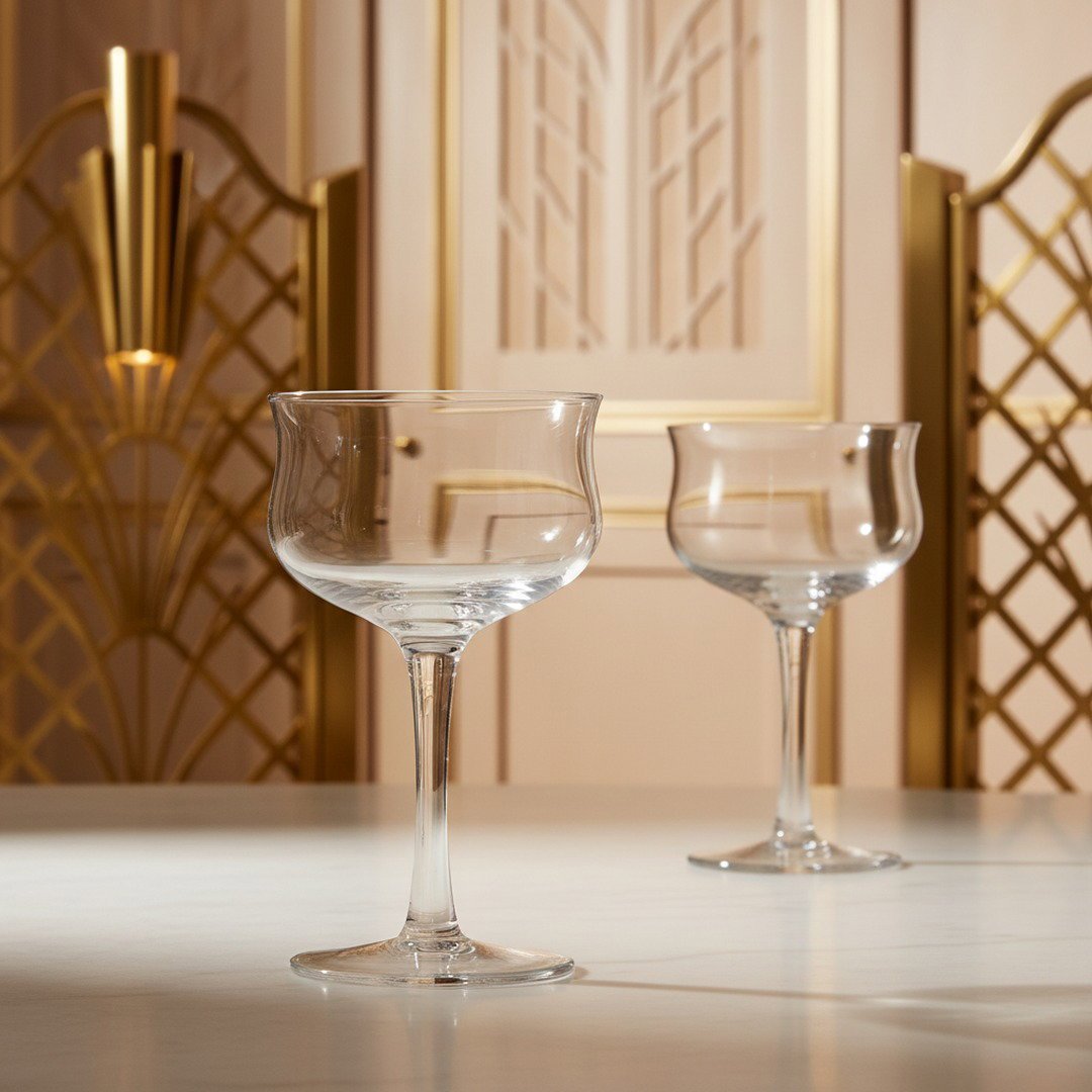 "20th Century Limited" 1938 Club Car Coupe Cocktail Glass, 2 - Piece Set (Gift Box Collection) - HISTORY COMPANY