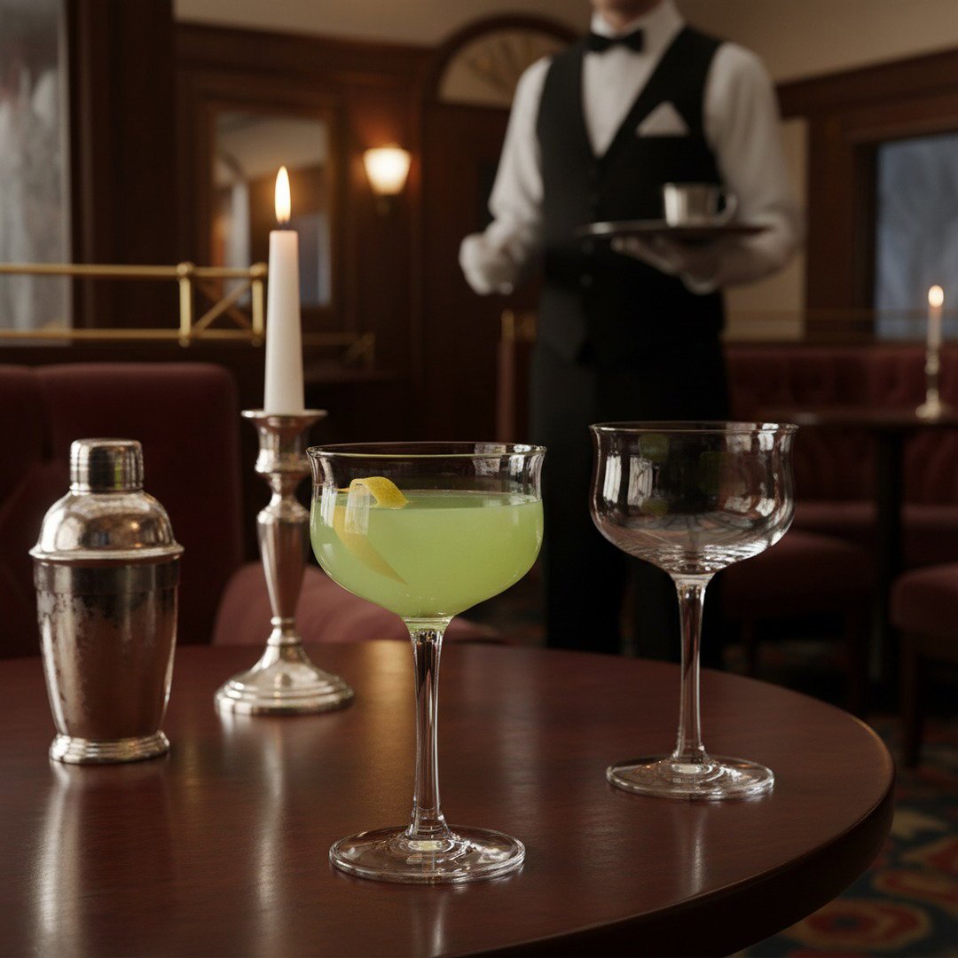 "20th Century Limited" 1938 Club Car Coupe Cocktail Glass, 2 - Piece Set (Gift Box Collection) - HISTORY COMPANY