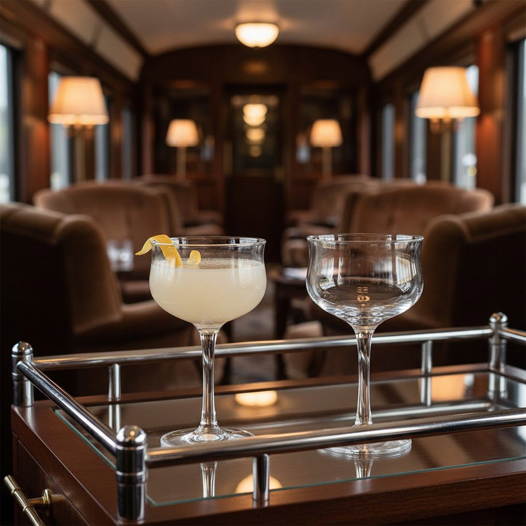 "20th Century Limited" 1938 Club Car Coupe Cocktail Glass, 2 - Piece Set (Gift Box Collection) - HISTORY COMPANY