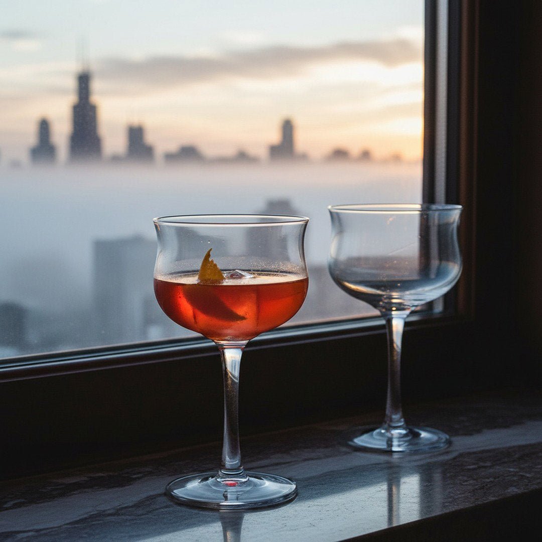 "20th Century Limited" 1938 Club Car Coupe Cocktail Glass, 2 - Piece Set (Gift Box Collection) - HISTORY COMPANY