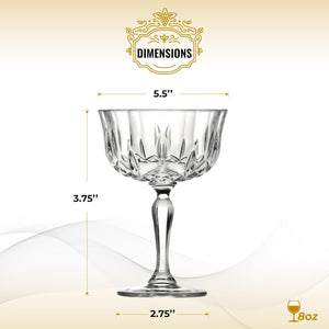 Newport “Social Season” Crystal Cocktail Coupe Glass 2-Piece Set (Gift Box Collection)