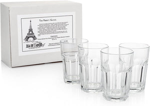 French Bistro Tempered Water Glass (All-Purpose Drinking Tumbler), 4-Piece Set