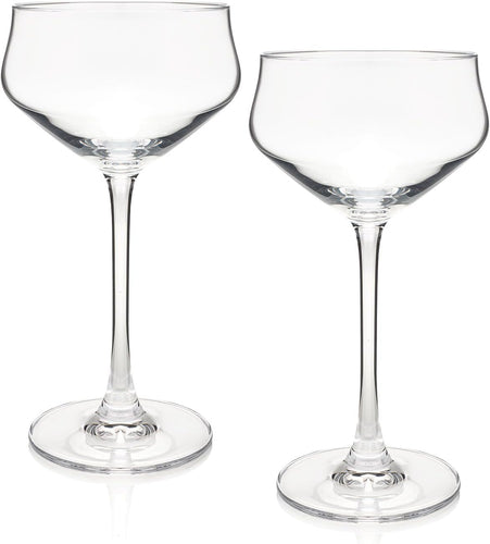 HISTORY COMPANY “Chasen’s of Hollywood” Celebrity Cocktail Coupe Glass 2-Piece Set, Crafted in Fine Crystal