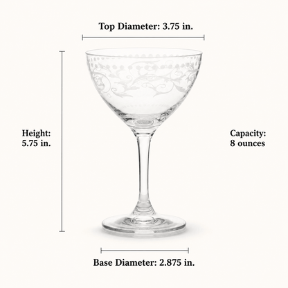 A Cole Porter “Opening Night” Crystal Champagne Cocktail Coupe, 2 - Piece Set (Gift Box Collection) - HISTORY COMPANY