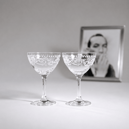 A Cole Porter “Opening Night” Crystal Champagne Cocktail Coupe, 2 - Piece Set (Gift Box Collection) - HISTORY COMPANY