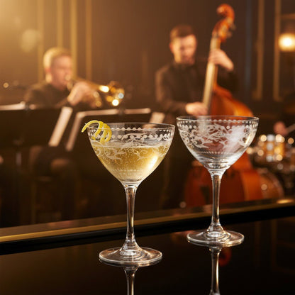 A Cole Porter “Opening Night” Crystal Champagne Cocktail Coupe, 2 - Piece Set (Gift Box Collection) - HISTORY COMPANY
