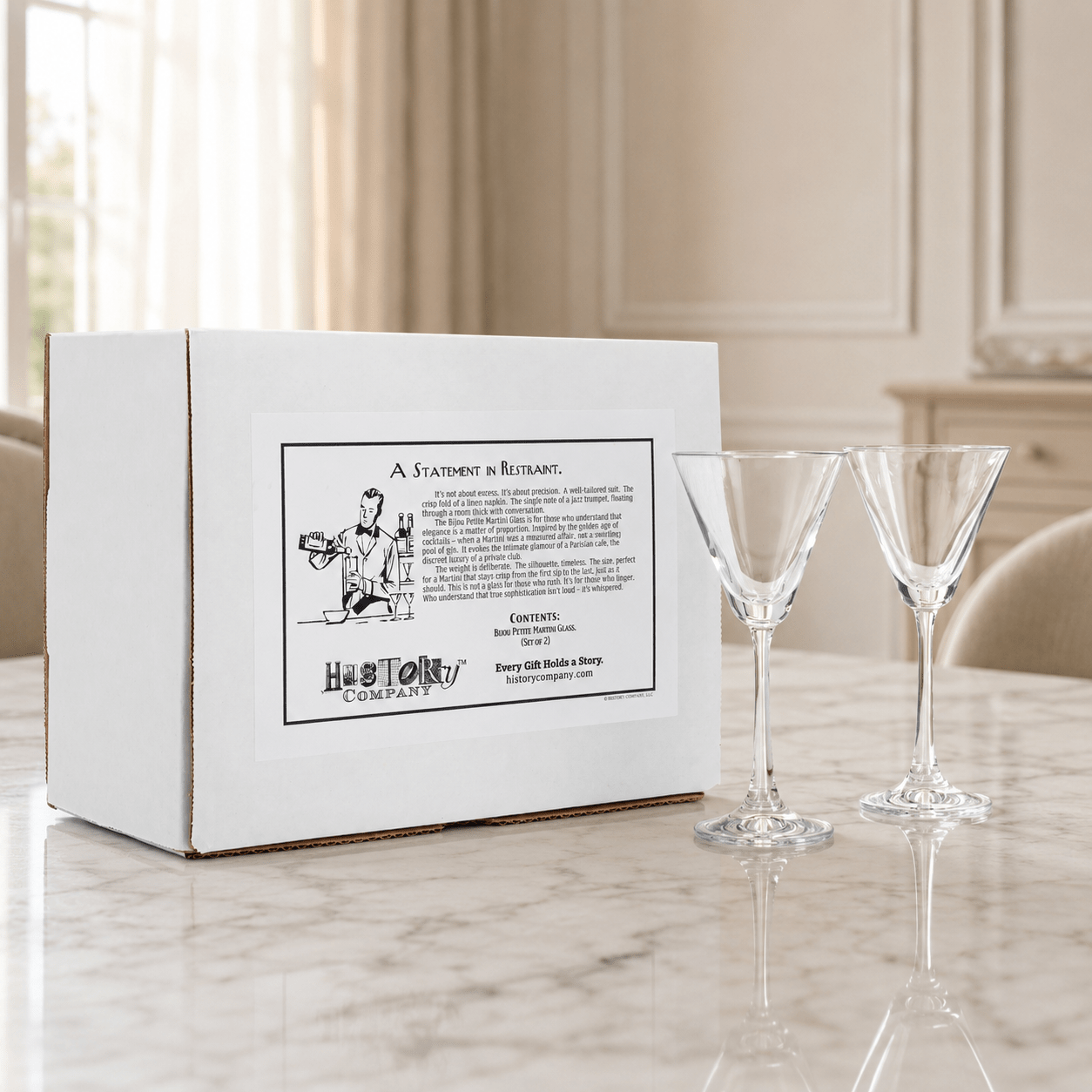 Bijou Petite Martini Glass – Crafted in Crystal, 2 - Piece Set (Gift Box Collection) - HISTORY COMPANY