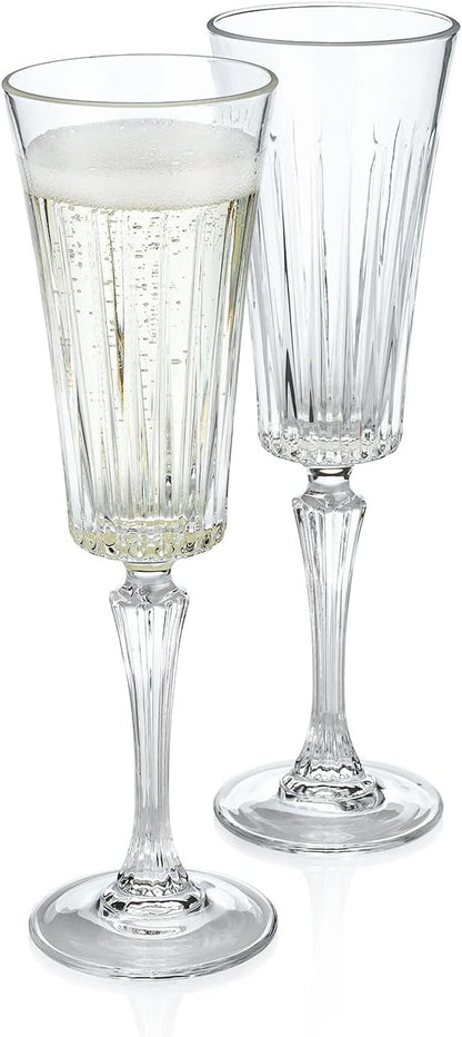 HISTORY COMPANY - Italian Wedding Crystal Champagne Flute, a 2-piece set crafted in Tuscany for elegant bridal toasts.
