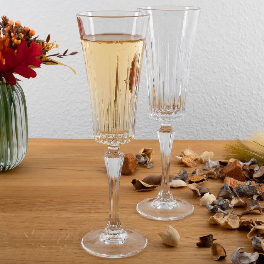 HISTORY COMPANY - Elegant Italian Wedding Champagne Flutes, a 2-piece crystal set designed for the bride and groom’s toast.