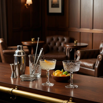 "Buck’s Club" British Gentlemen's Crystal Cocktail Glass 2 - Piece Set (Gift Box Collection) - HISTORY COMPANY
