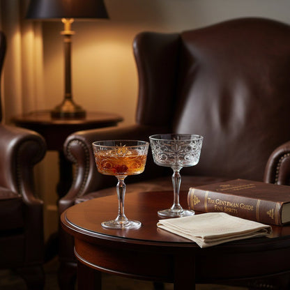 "Buck’s Club" British Gentlemen's Crystal Cocktail Glass 2 - Piece Set (Gift Box Collection) - HISTORY COMPANY
