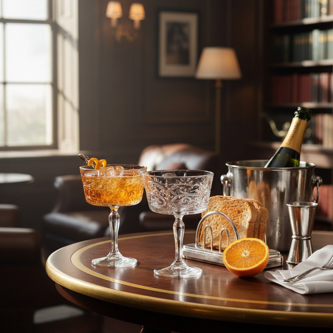 "Buck’s Club" British Gentlemen's Crystal Cocktail Glass 2 - Piece Set (Gift Box Collection) - HISTORY COMPANY