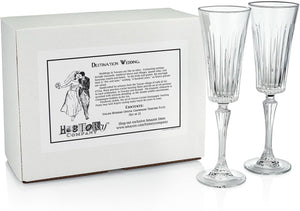 “Bride and Groom” Italian Wedding Crystal Champagne Toasting Flute 2-Piece Set, Crafted in Tuscany