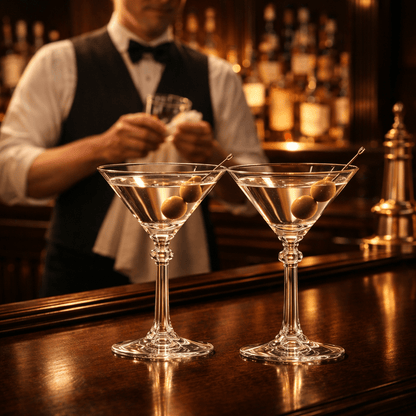 “Charles Butterworth” 1937 Hollywood Martini Glass, 2 - Piece Set (Gift Box Collection) - HISTORY COMPANY