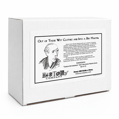 “Charles Butterworth” 1937 Hollywood Martini Glass, 2 - Piece Set (Gift Box Collection) - HISTORY COMPANY