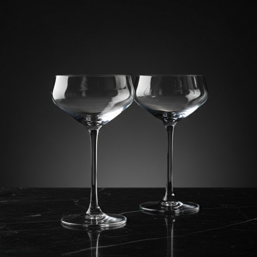 Chasen’s of Hollywood "Celebrity - Inspired" Cocktail Coupe Glass 2 - Piece Set Crafted in Crystal (Gift Box Collection) - HISTORY COMPANY