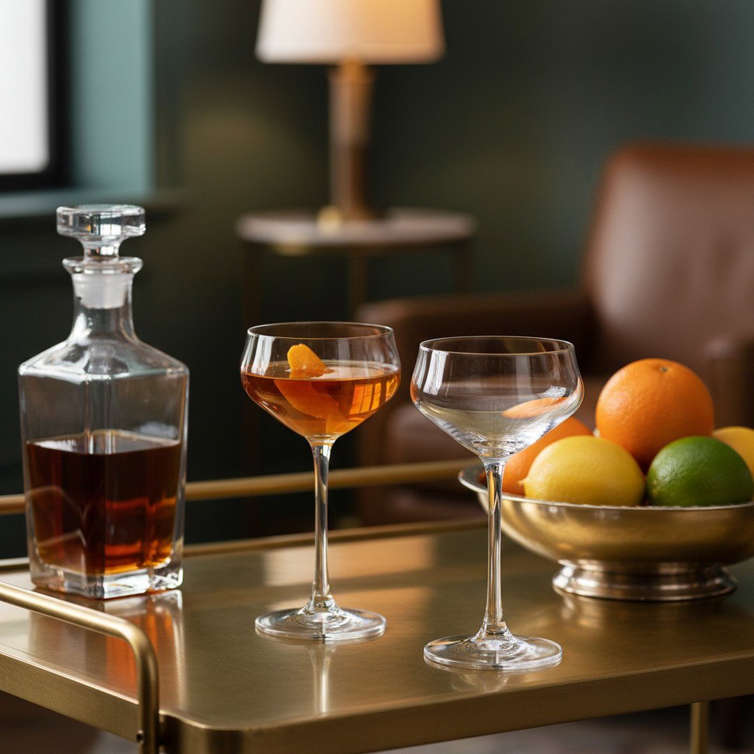 Chasen’s of Hollywood "Celebrity - Inspired" Cocktail Coupe Glass 2 - Piece Set Crafted in Crystal (Gift Box Collection) - HISTORY COMPANY