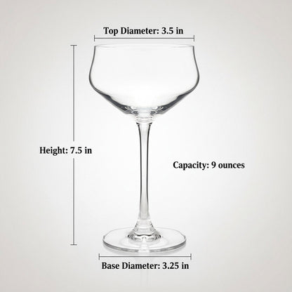 Chasen’s of Hollywood "Celebrity - Inspired" Cocktail Coupe Glass 2 - Piece Set Crafted in Crystal (Gift Box Collection) - HISTORY COMPANY