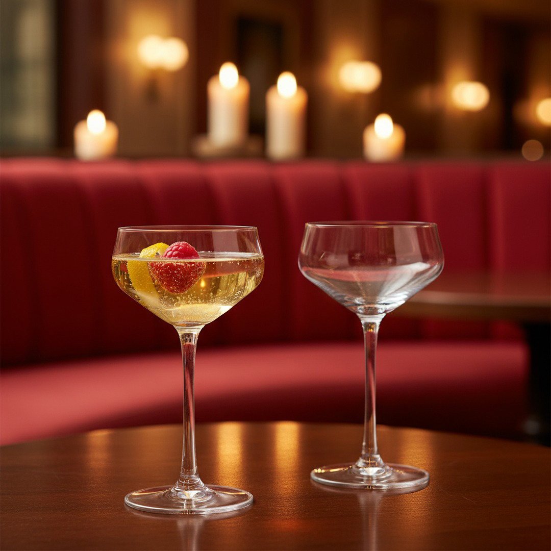 Chasen’s of Hollywood "Celebrity - Inspired" Cocktail Coupe Glass 2 - Piece Set Crafted in Crystal (Gift Box Collection) - HISTORY COMPANY