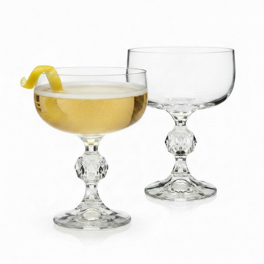 “City of Paris” Crystal Champagne Cocktail Coupe Vintage - Inspired 2 - Piece Set (Gift Box Collection) - HISTORY COMPANY