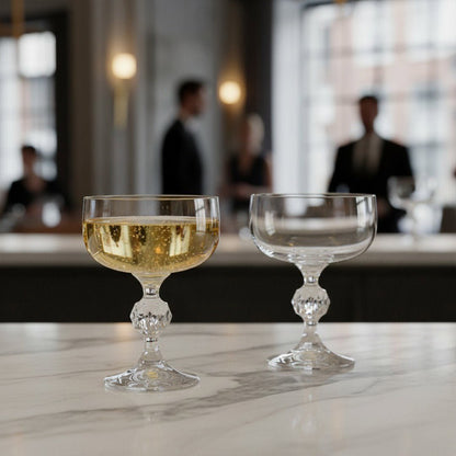 “City of Paris” Crystal Champagne Cocktail Coupe Vintage - Inspired 2 - Piece Set (Gift Box Collection) - HISTORY COMPANY