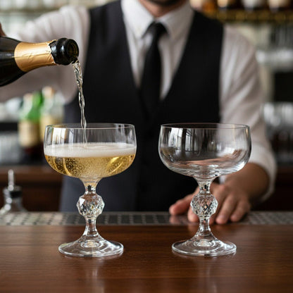 “City of Paris” Crystal Champagne Cocktail Coupe Vintage - Inspired 2 - Piece Set (Gift Box Collection) - HISTORY COMPANY