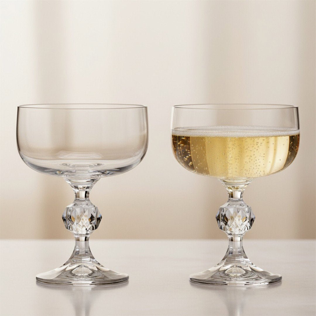 “City of Paris” Crystal Champagne Cocktail Coupe Vintage - Inspired 2 - Piece Set (Gift Box Collection) - HISTORY COMPANY