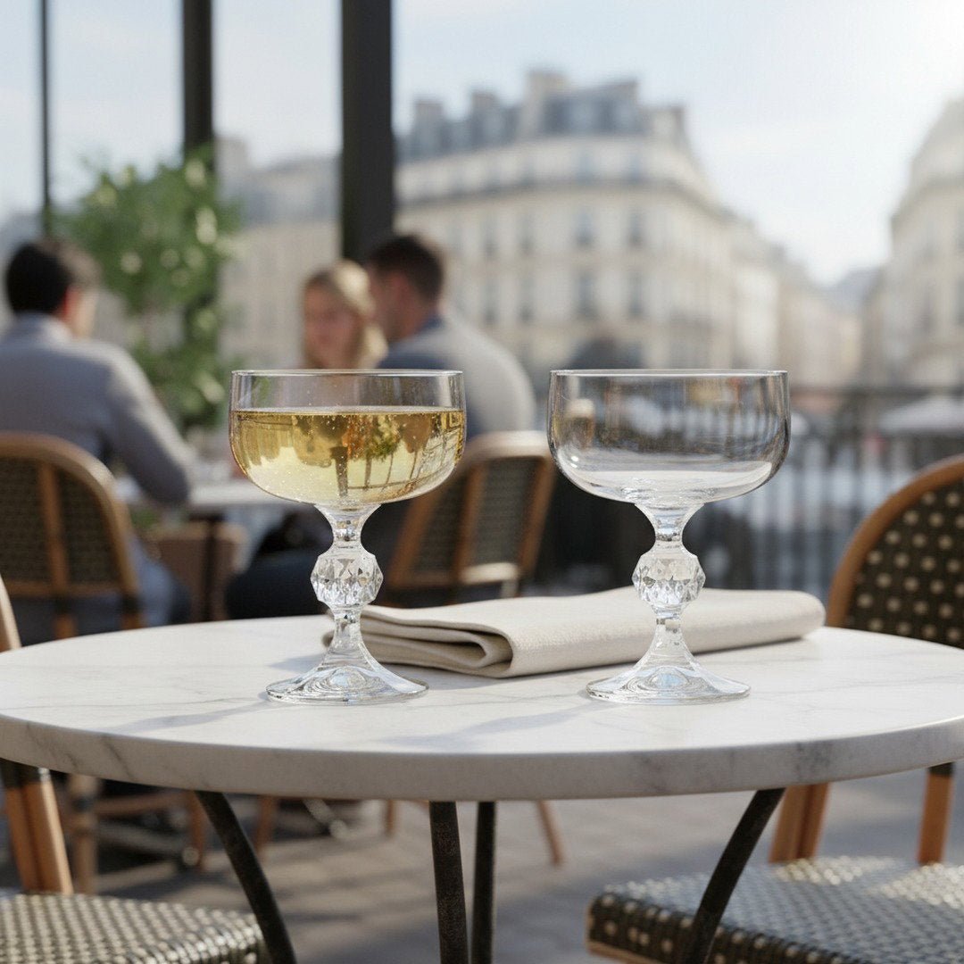 “City of Paris” Crystal Champagne Cocktail Coupe Vintage - Inspired 2 - Piece Set (Gift Box Collection) - HISTORY COMPANY