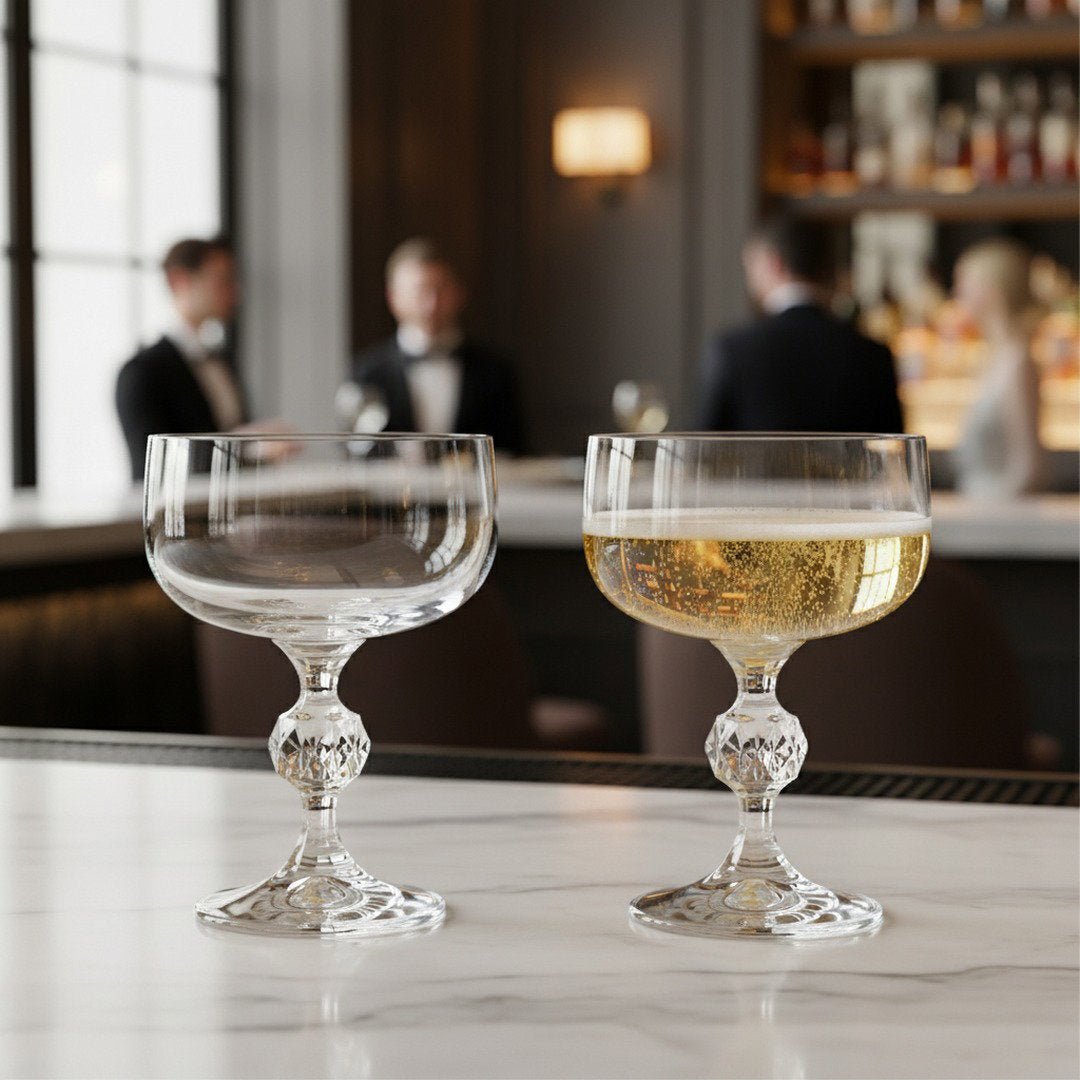 “City of Paris” Crystal Champagne Cocktail Coupe Vintage - Inspired 2 - Piece Set (Gift Box Collection) - HISTORY COMPANY