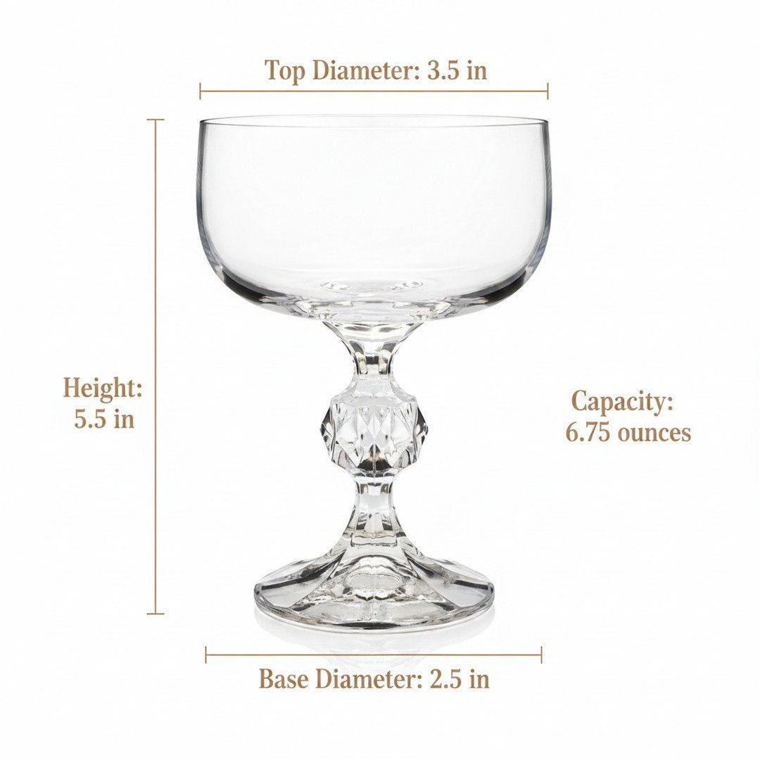 “City of Paris” Crystal Champagne Cocktail Coupe Vintage - Inspired 2 - Piece Set (Gift Box Collection) - HISTORY COMPANY