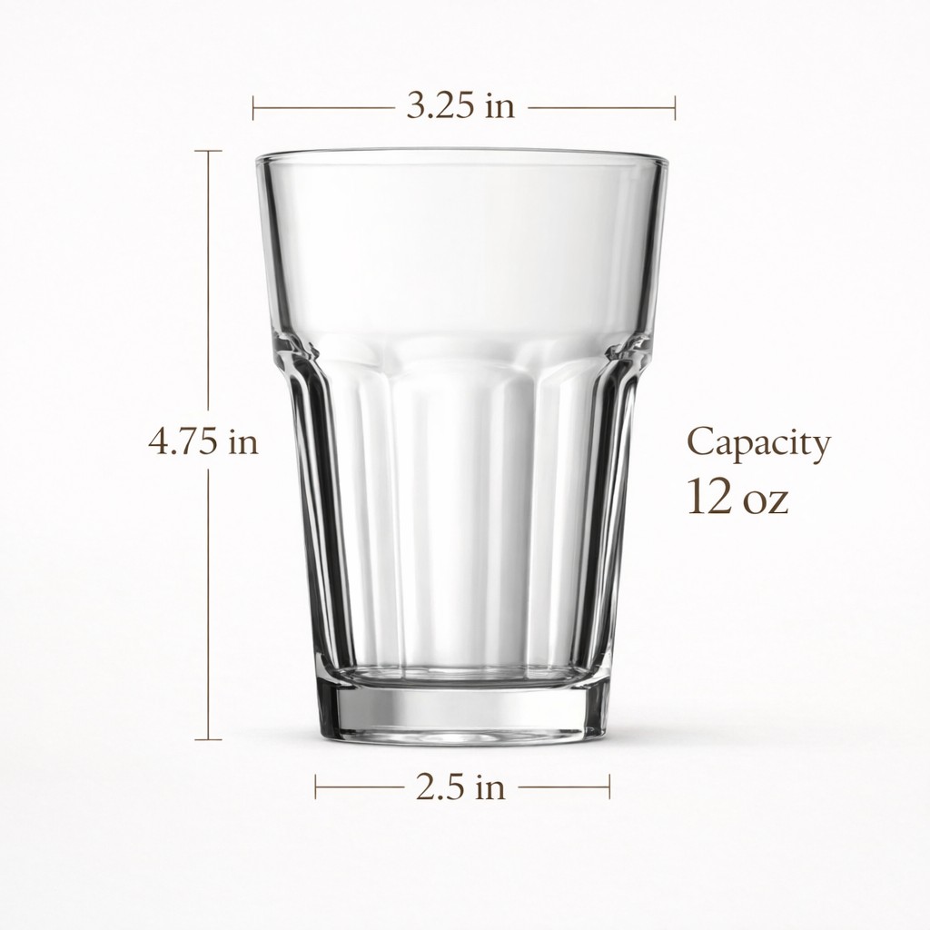 Tempered 12 oz bistro water glasses for everyday dining