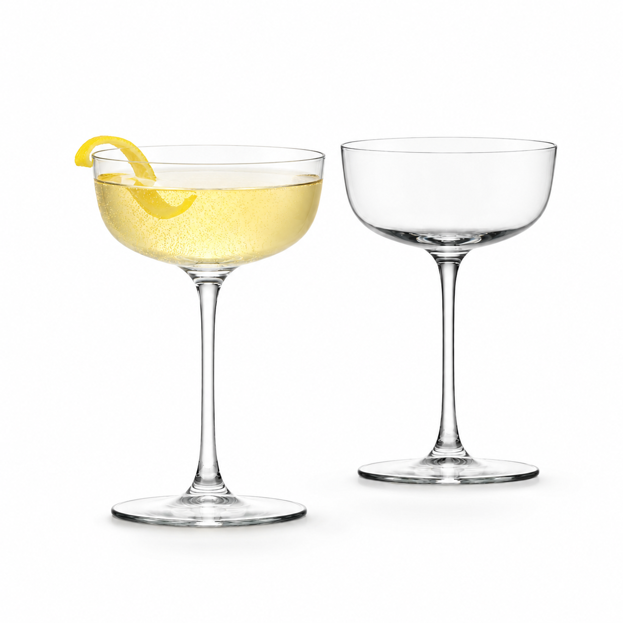 Cocktail coupe glass set for martinis, champagne, and stylish entertaining.