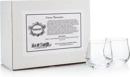 HISTORY COMPANY - The 'Ernie’s of San Francisco' Classic Rocks Glasses, a 2-piece crystal set celebrating cocktail history. 