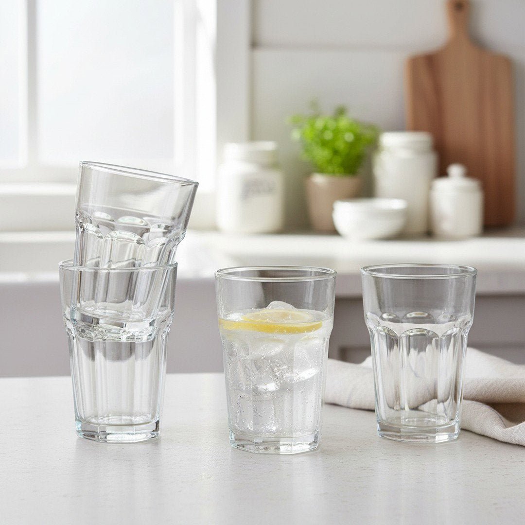 French Bistro Tempered Water Glass (All - Purpose Drinking Tumbler), 4 - Piece Set (Gift Box Collection) - HISTORY COMPANY