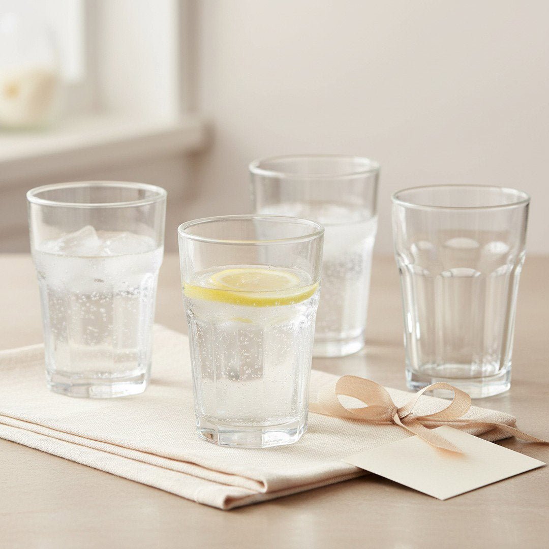 French Bistro Tempered Water Glass (All - Purpose Drinking Tumbler), 4 - Piece Set (Gift Box Collection) - HISTORY COMPANY