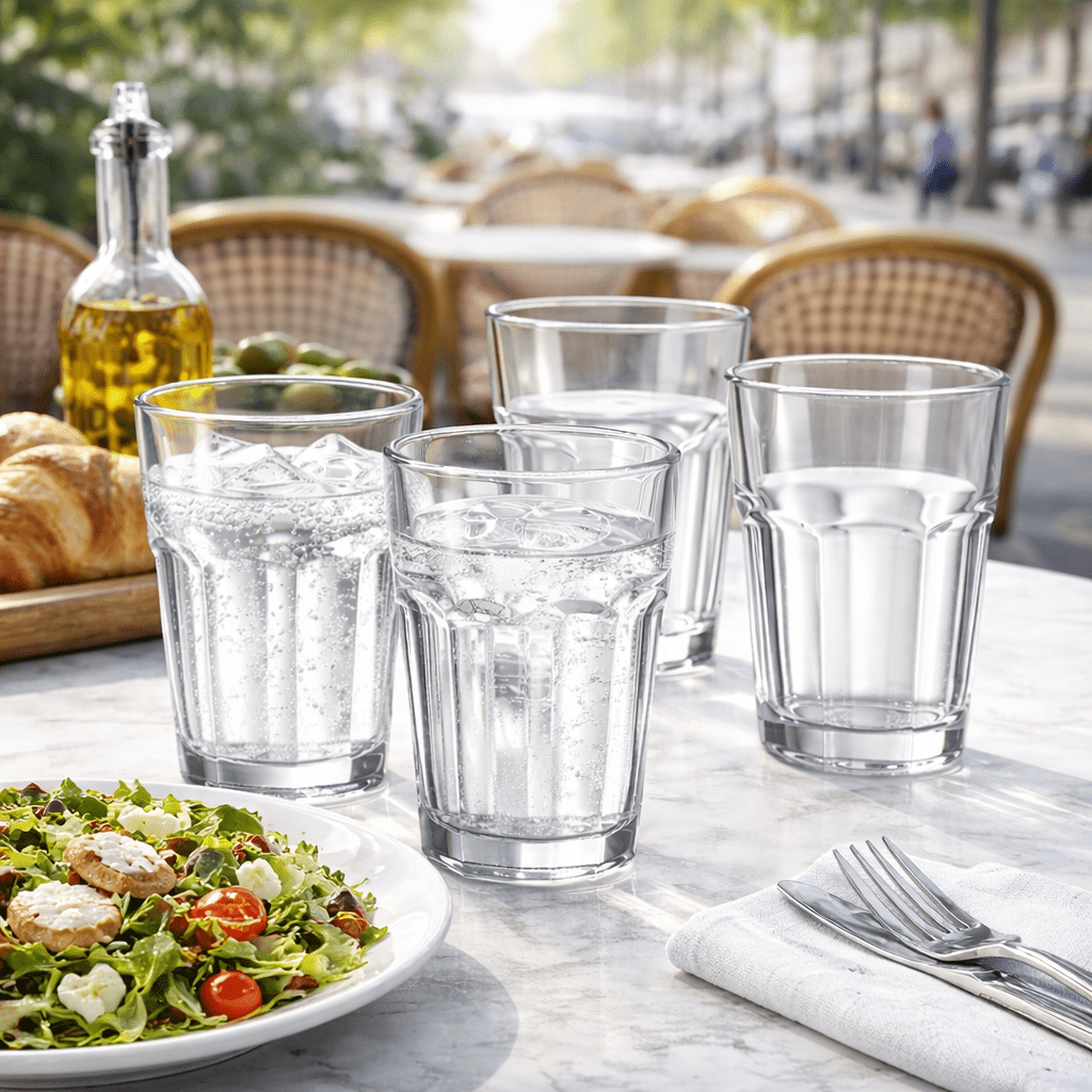 French Bistro Tempered Water Glass (All - Purpose Drinking Tumbler), 4 - Piece Set (Gift Box Collection) - HISTORY COMPANY