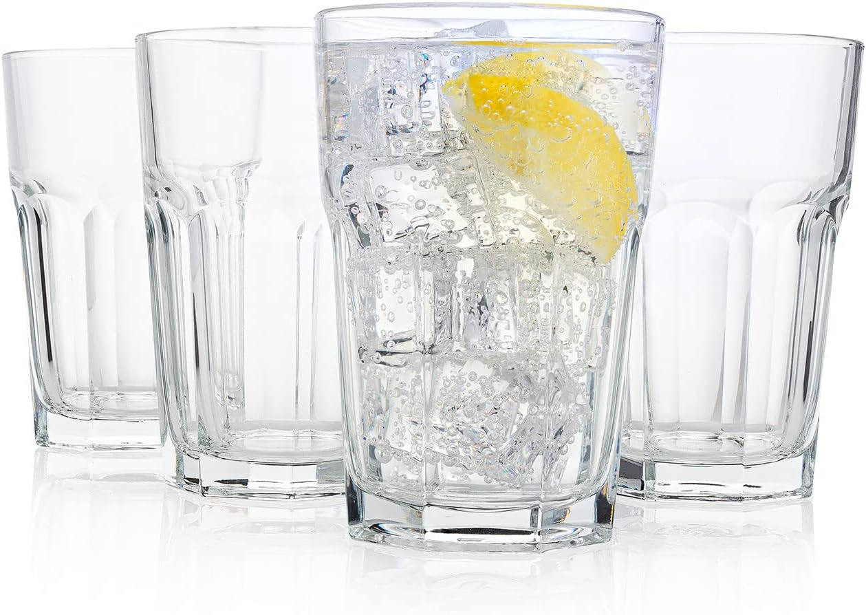 HISTORY COMPANY - French Bistro Tempered Water Glasses, 4-Piece Set – Classic all-purpose tumblers for any drink.