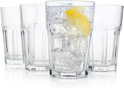 HISTORY COMPANY - French Bistro Tempered Water Glasses, 4-Piece Set – Classic all-purpose tumblers for any drink.